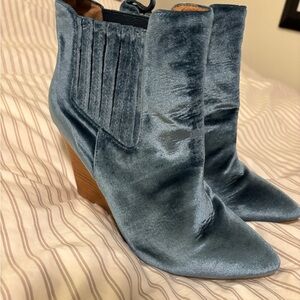 Iconic Blue Velvet Ankle Boots